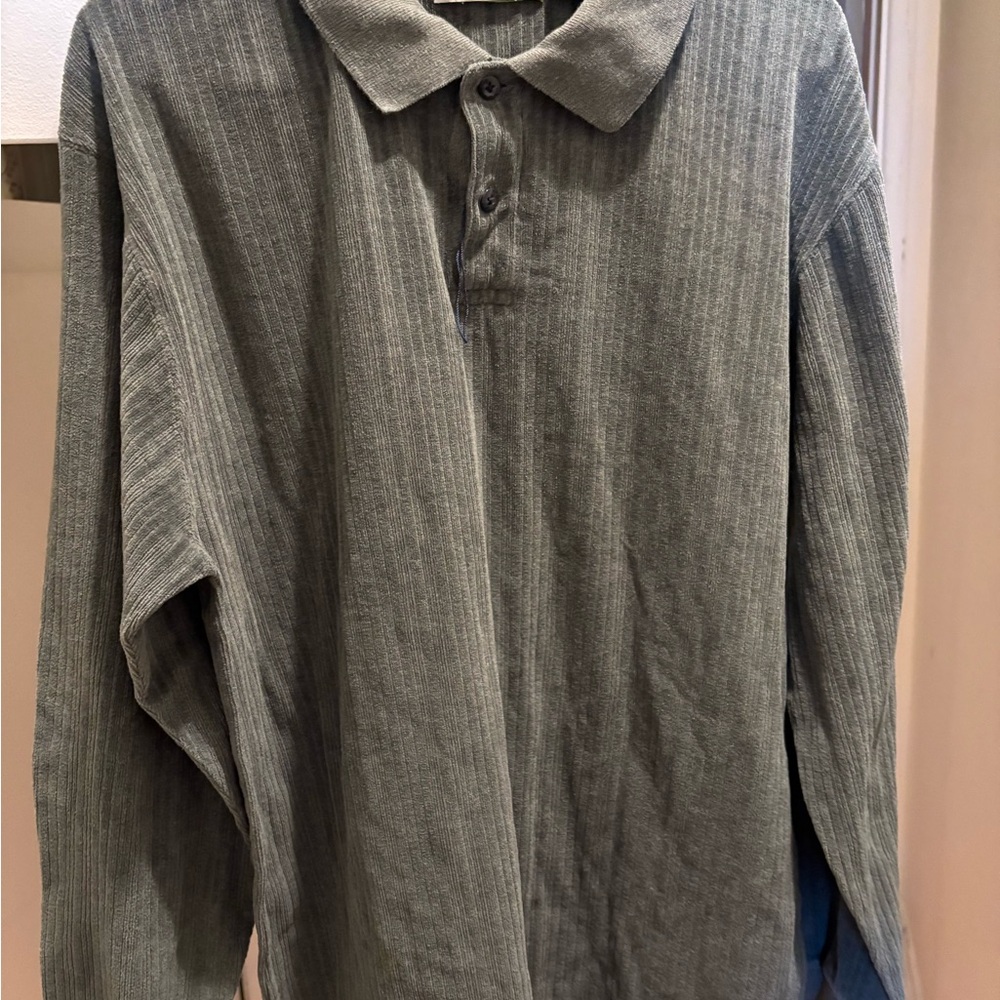 Gray/greenLong Sleeve Polo Shirt